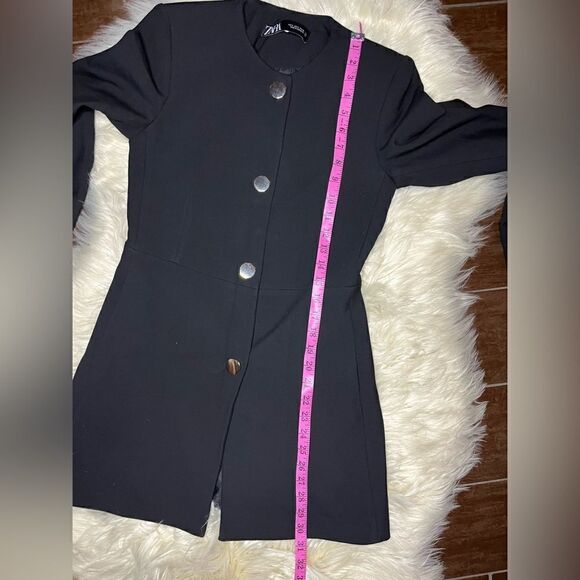 Zara black frock coat collarless blazer with gold buttons sz small - Picture 11 of 12